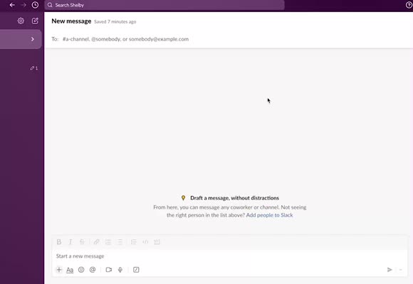 Open a message in Slack