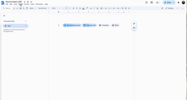 Go to the top menu of your Google Doc and click on 
